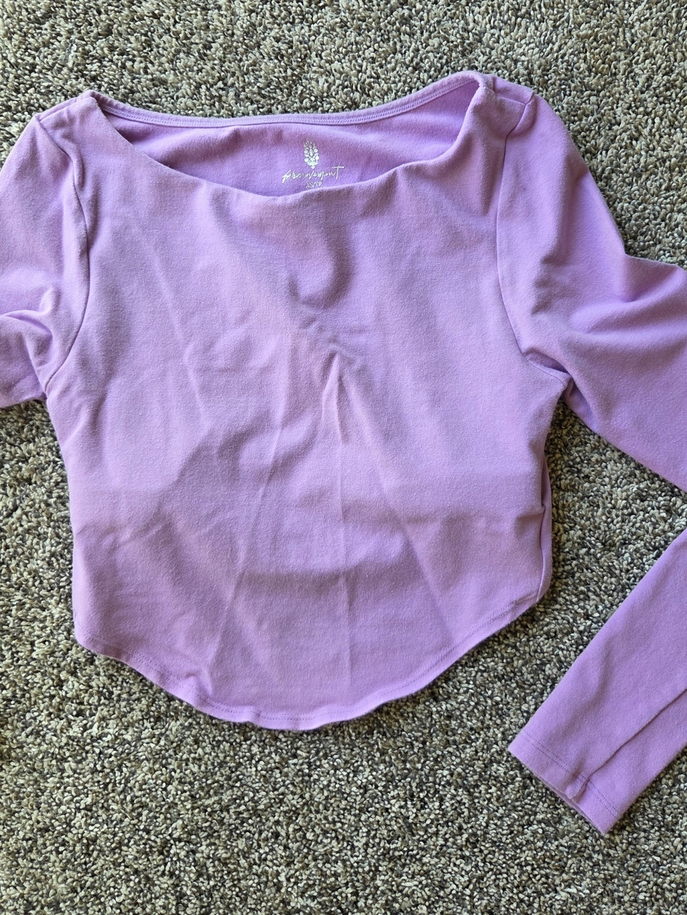 FP Movement by Free People Lilac Scoop-Neck Long Sleeve Crop Top